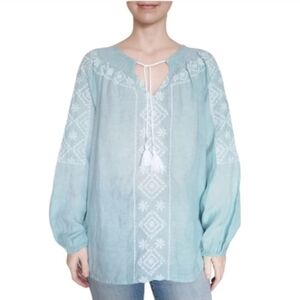 Joie Embroidered 100% Linen Blouse Size Medium